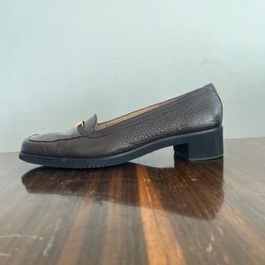 Salvatore Ferragamo S. 8B Brown Leather Crocodile Embossed Loafers